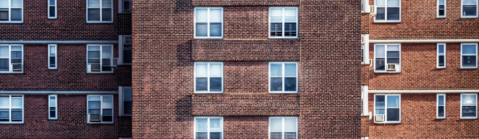 brick facing apartment building