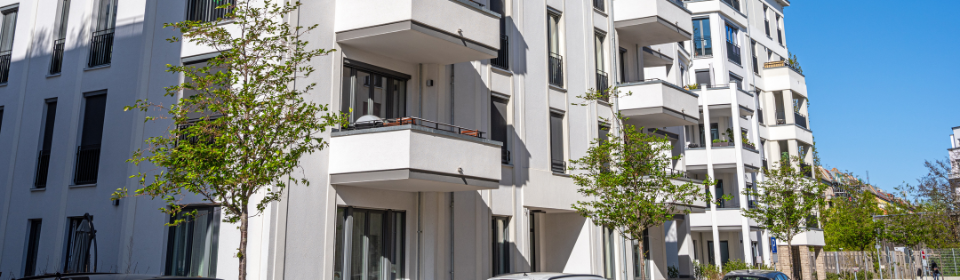 front of apartment building