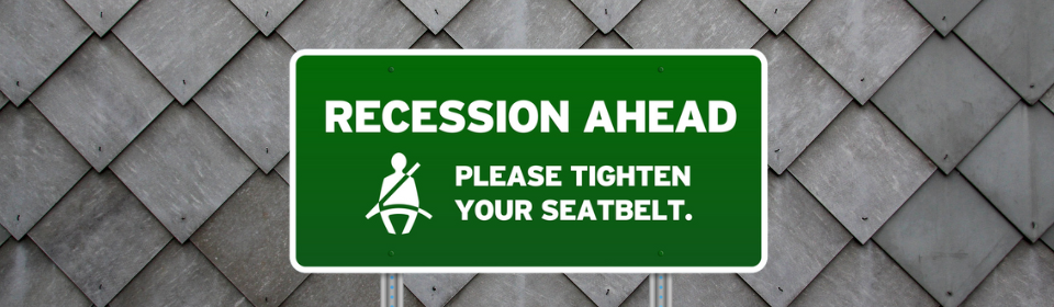 recession ahead road sign