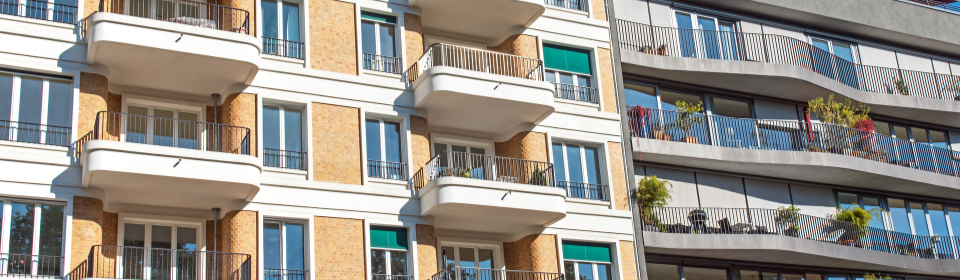 two apartment buildings