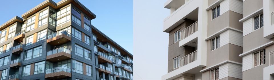 two commercial properties side by side