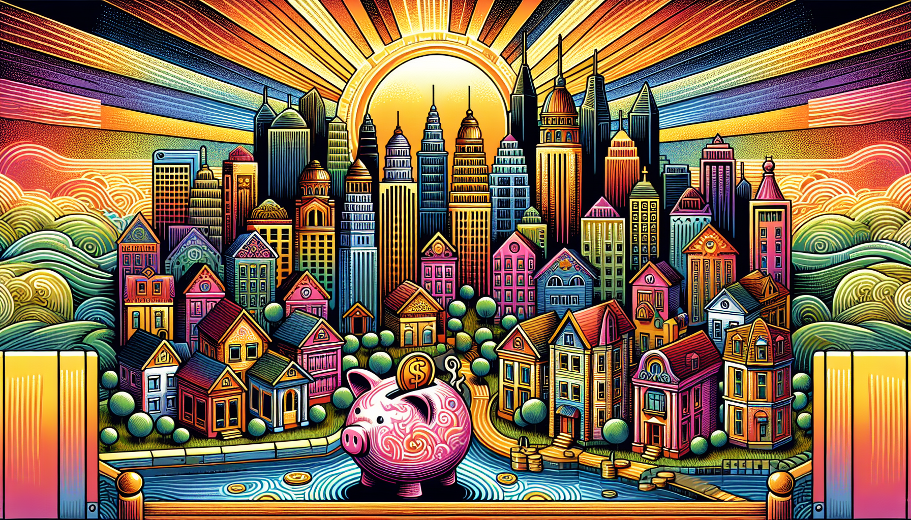 Illustration of a diversified investment portfolio with real estate properties
