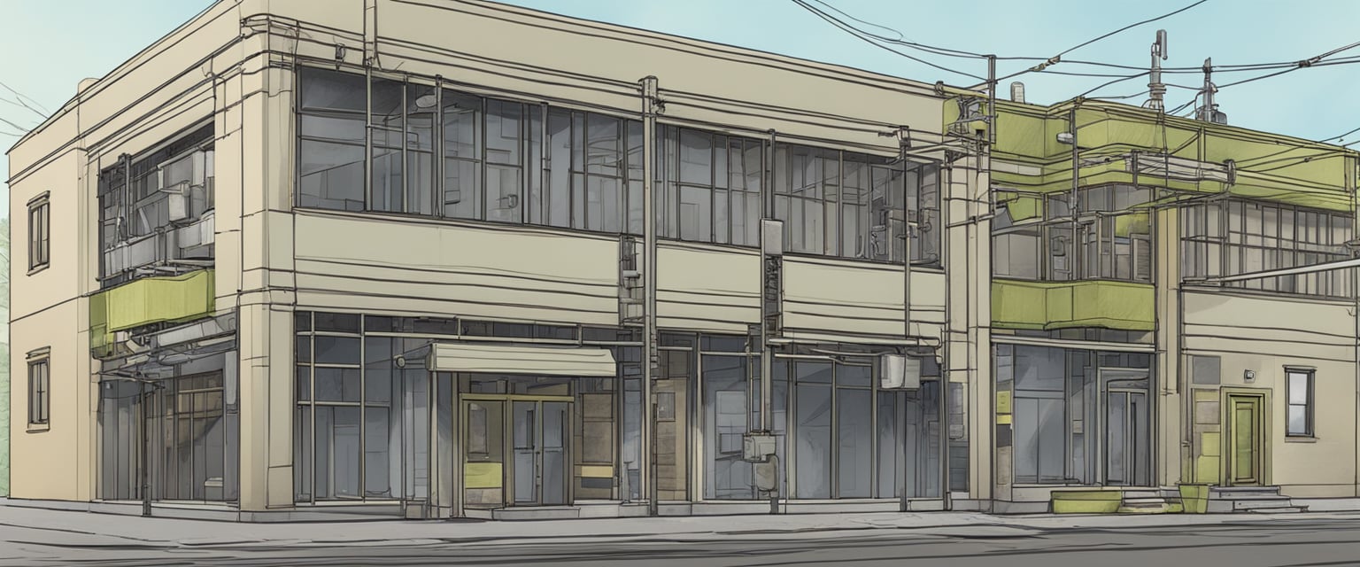 old commercial building illustration