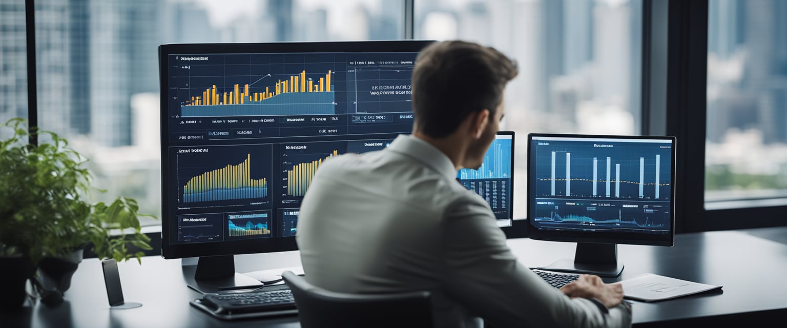 Analyst looking at charts