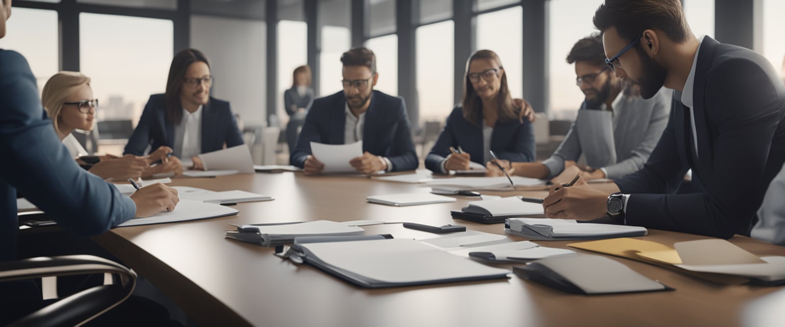 business people around table