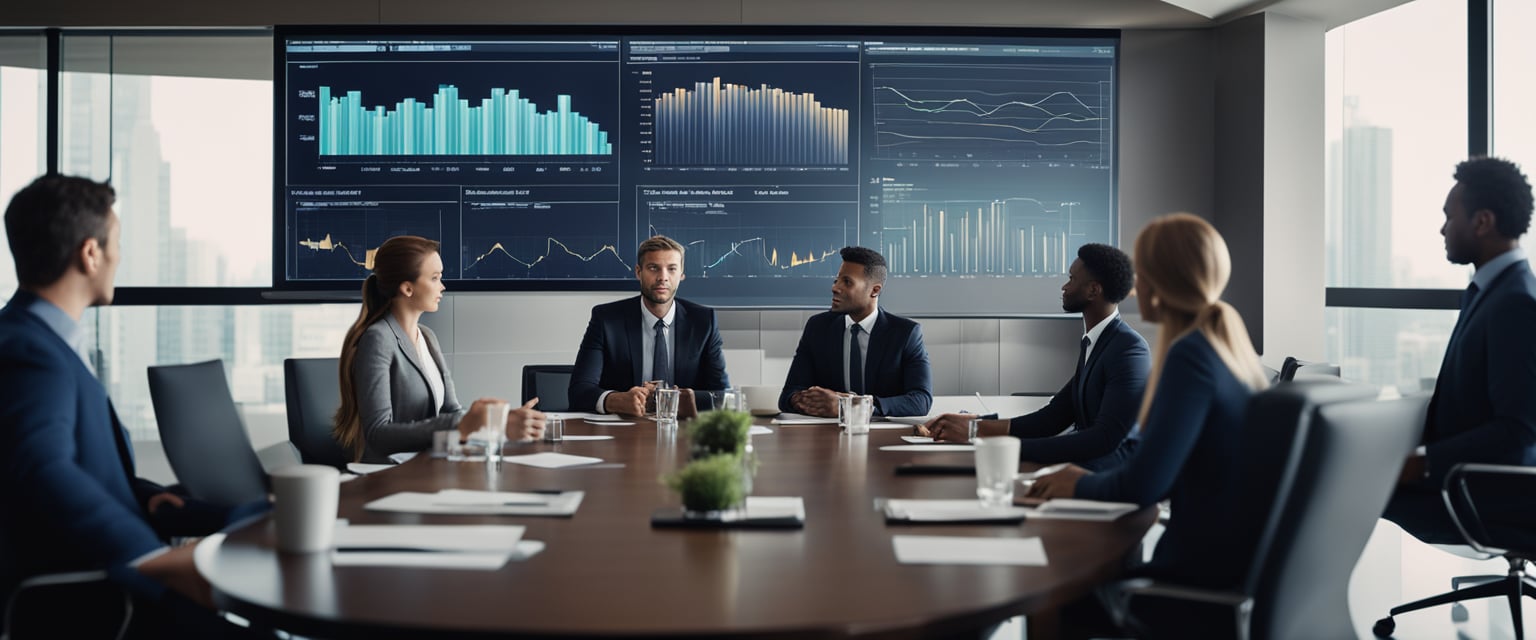 group of business people talking