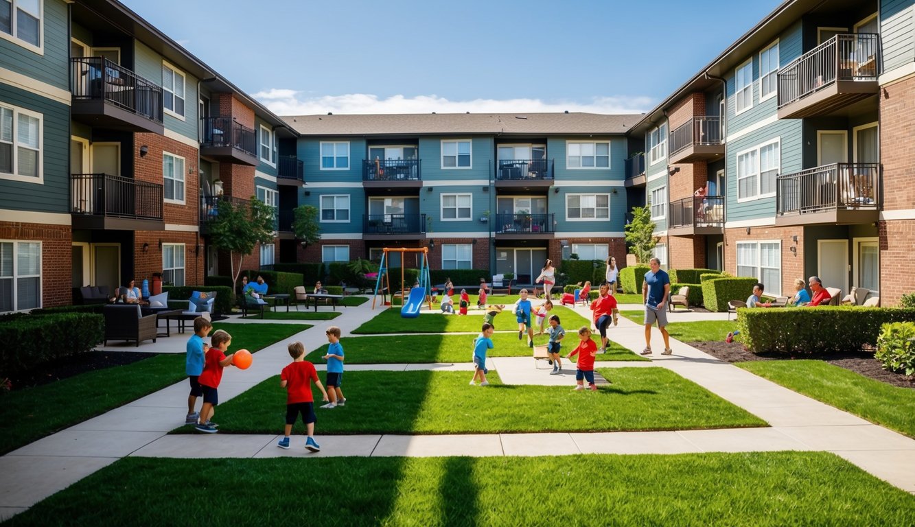 kids playing in an apartment complex