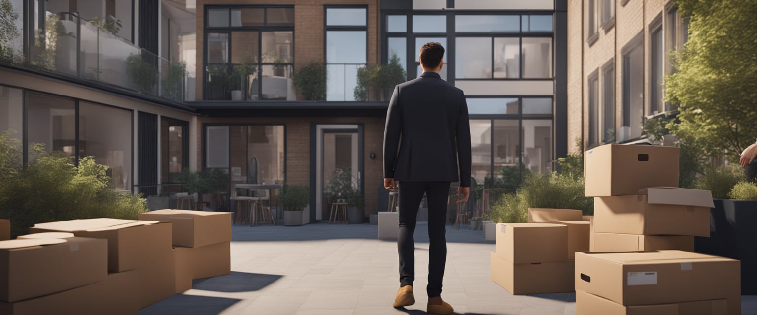 man with boxes at an apartment