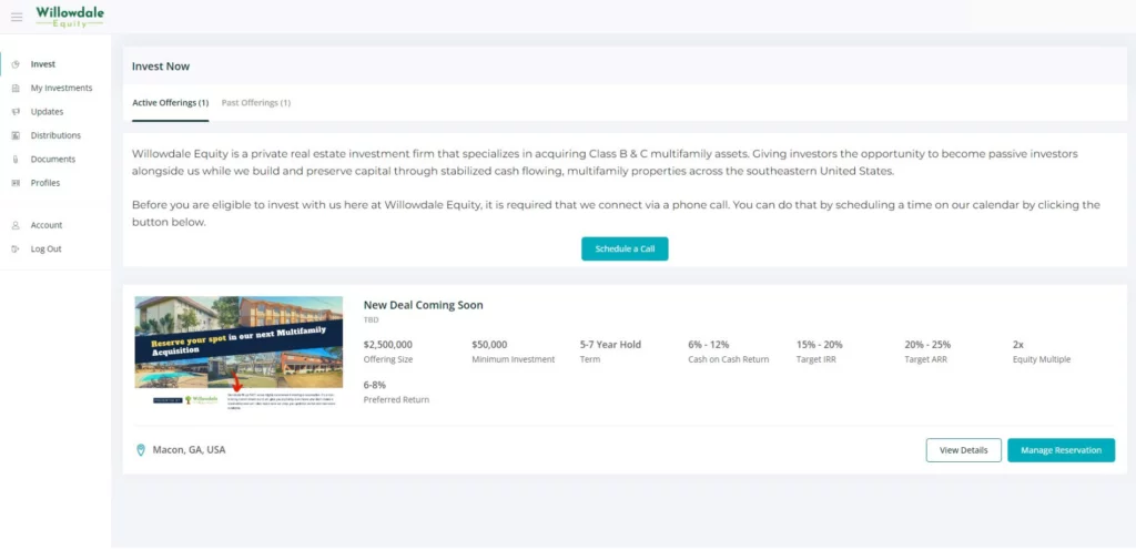 Investor Portal — Active Offering View